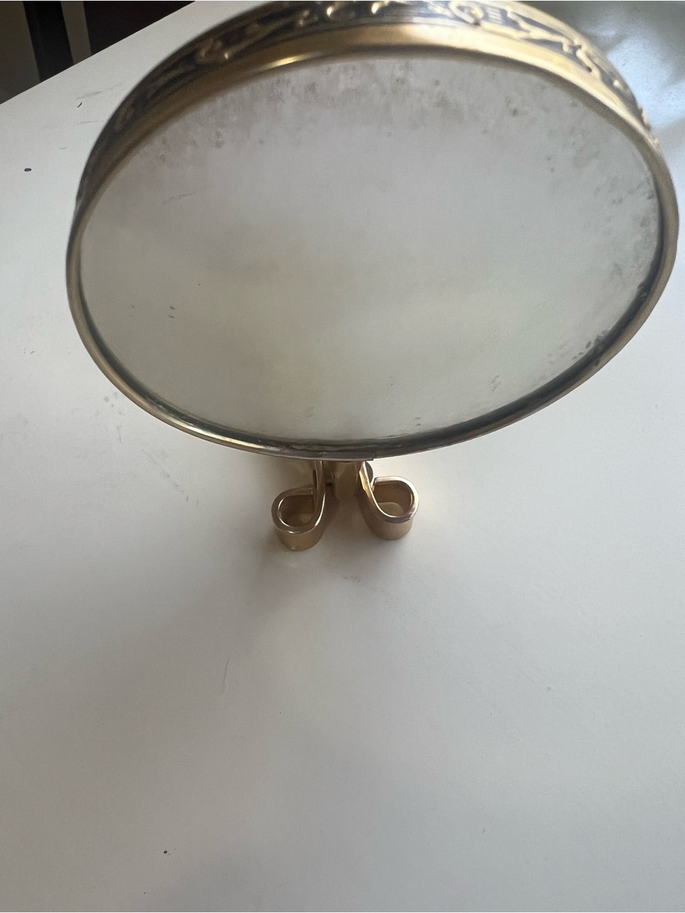 Vintage Gold Tone Hand Mirror Black Scroll Vanity Dresser Mirror Unmarked - Picture 4 of 6